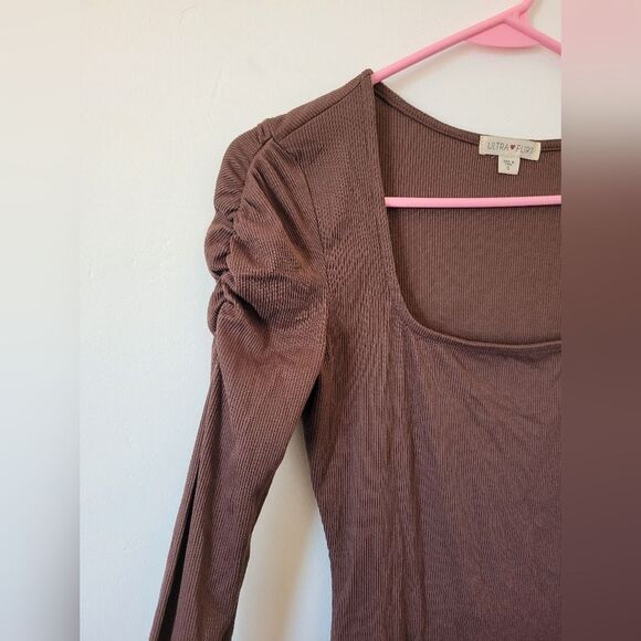 Ultra Flirt Ribbed Bodycon Dress Square Neck Purple Brown Casual Soft Girl Small - Picture 7 of 10